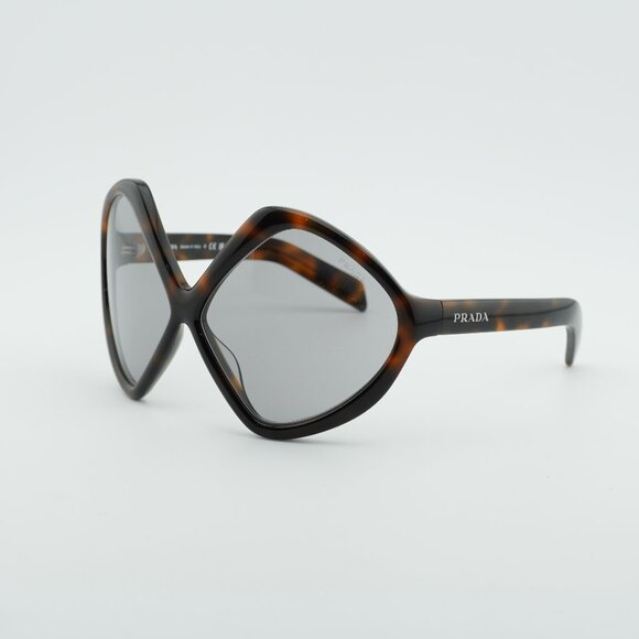 Prada PRB21S 20D50Q Sunglasses Juniper Havana Geometric Frame, Grey Lenses main image 8